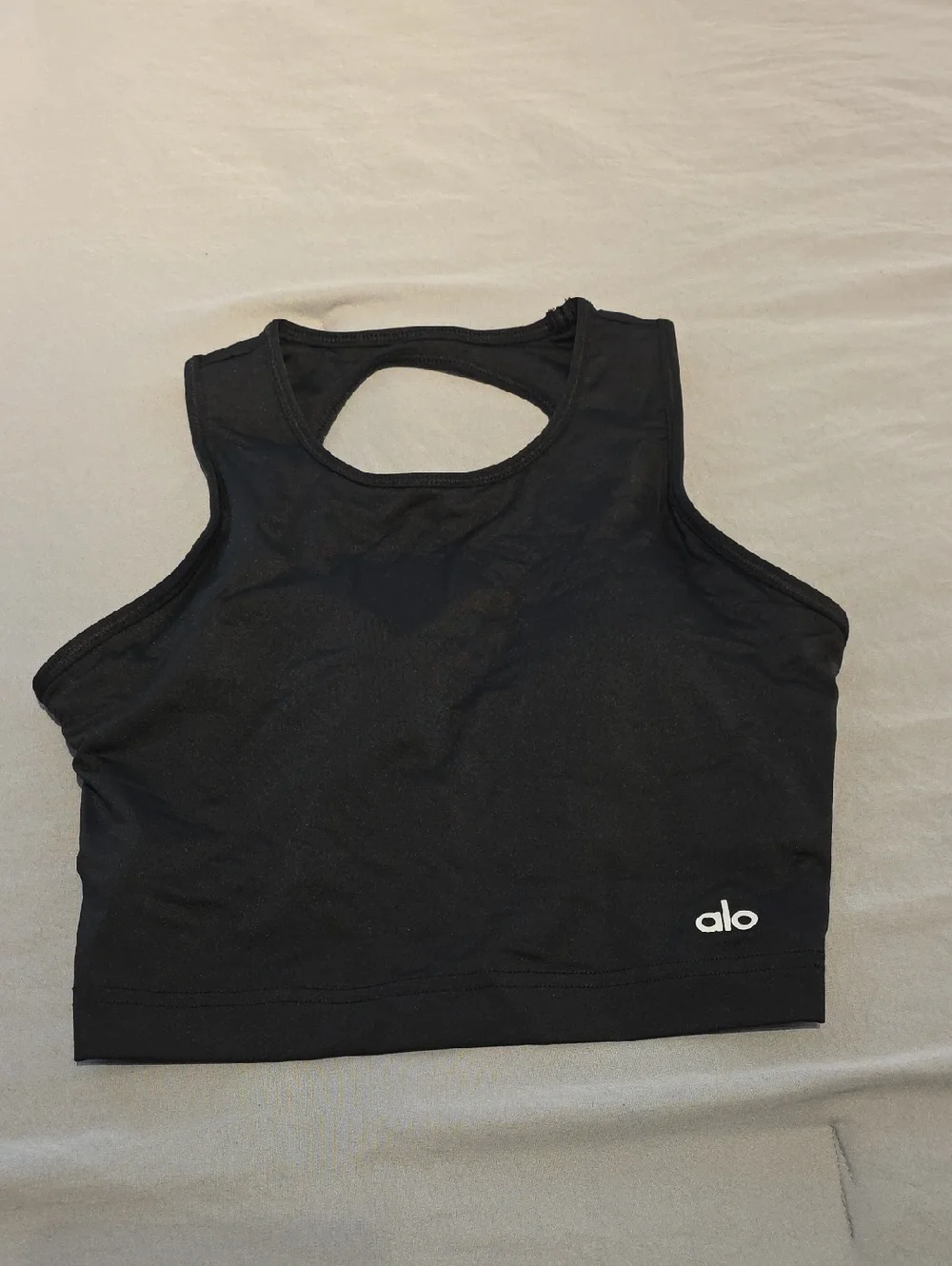 ALO  Black Racerback Crop Sports Bra Tank